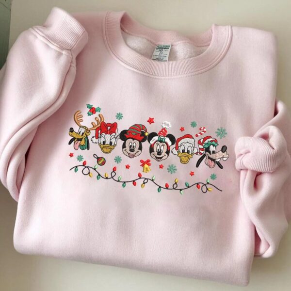 Embroidered Mickey & Friends Christmas Sweatshirt, Disneyland Disneyworld Christmas Embroidery Sweatshirt