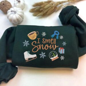 I Smell Snow Embroidered Sweatshirt, Stars Hallow Sweater, Cute Fall bookish