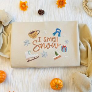 I Smell Snow Embroidered Sweatshirt, Stars Hallow Sweater, Cute Fall bookish