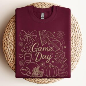 Embroidered Football Game day Shirt, Tis The Season Shirt, Embroidered Fall Shirt