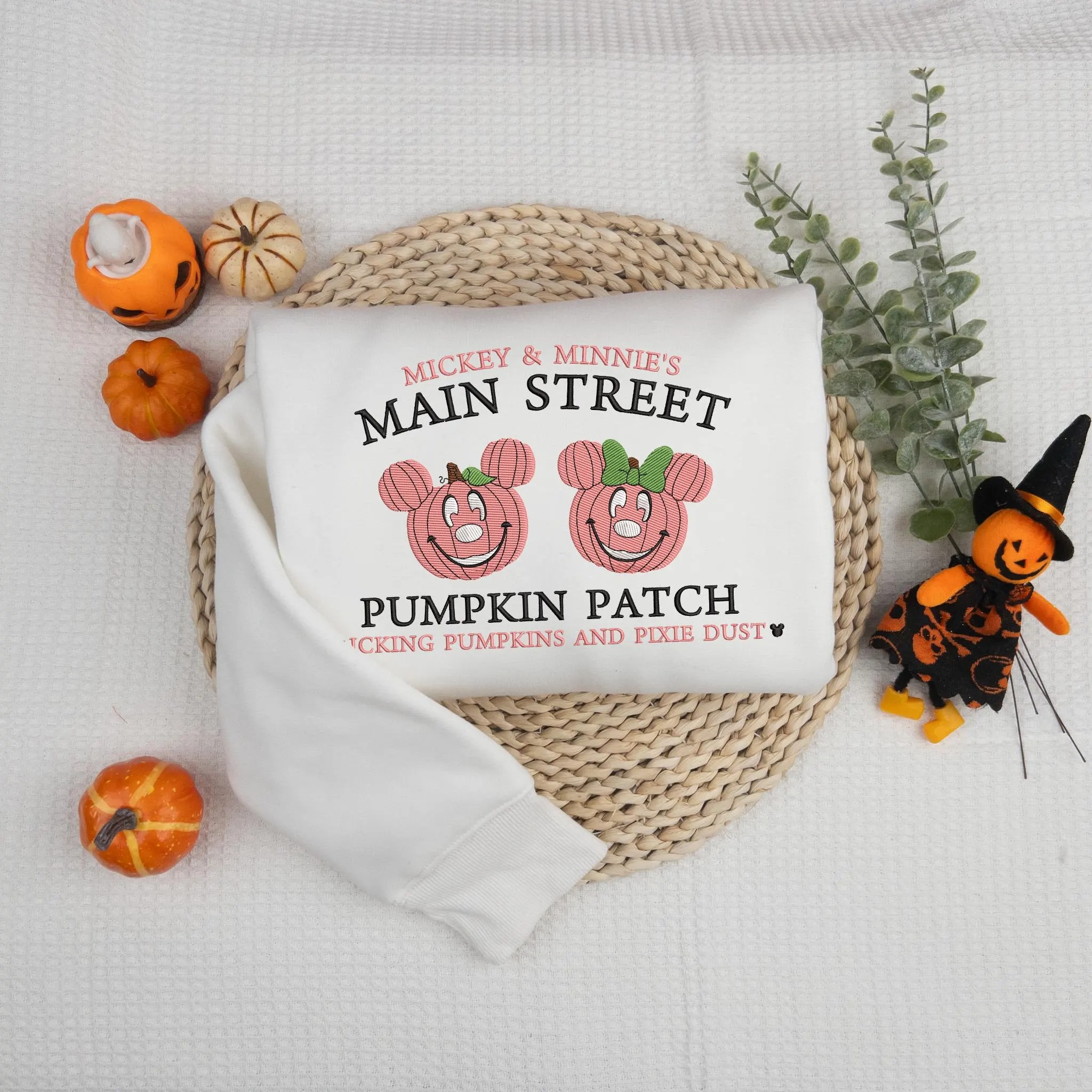 Halloween Pumpkin Patch Embroidered Sweater, Magical Land Embroidered Sweatshirt