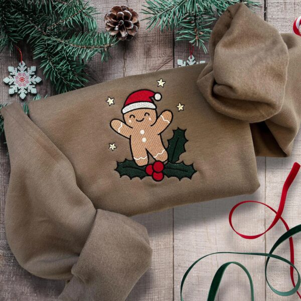 Embroidered Christmas Gingerbread Sweatshirt, Holiday Sweatshirt,Gingerbread Man Embroidered Sweater