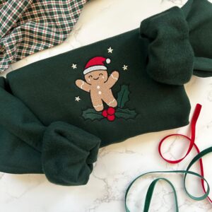 Embroidered Christmas Gingerbread Sweatshirt, Holiday Sweatshirt,Gingerbread Man Embroidered Sweater