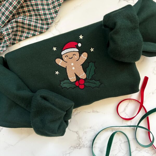 Embroidered Christmas Gingerbread Sweatshirt, Holiday Sweatshirt,Gingerbread Man Embroidered Sweater