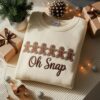 Gingerbread Embroidered Christmas Sweatshirt: Sparkly Holiday Crewneck