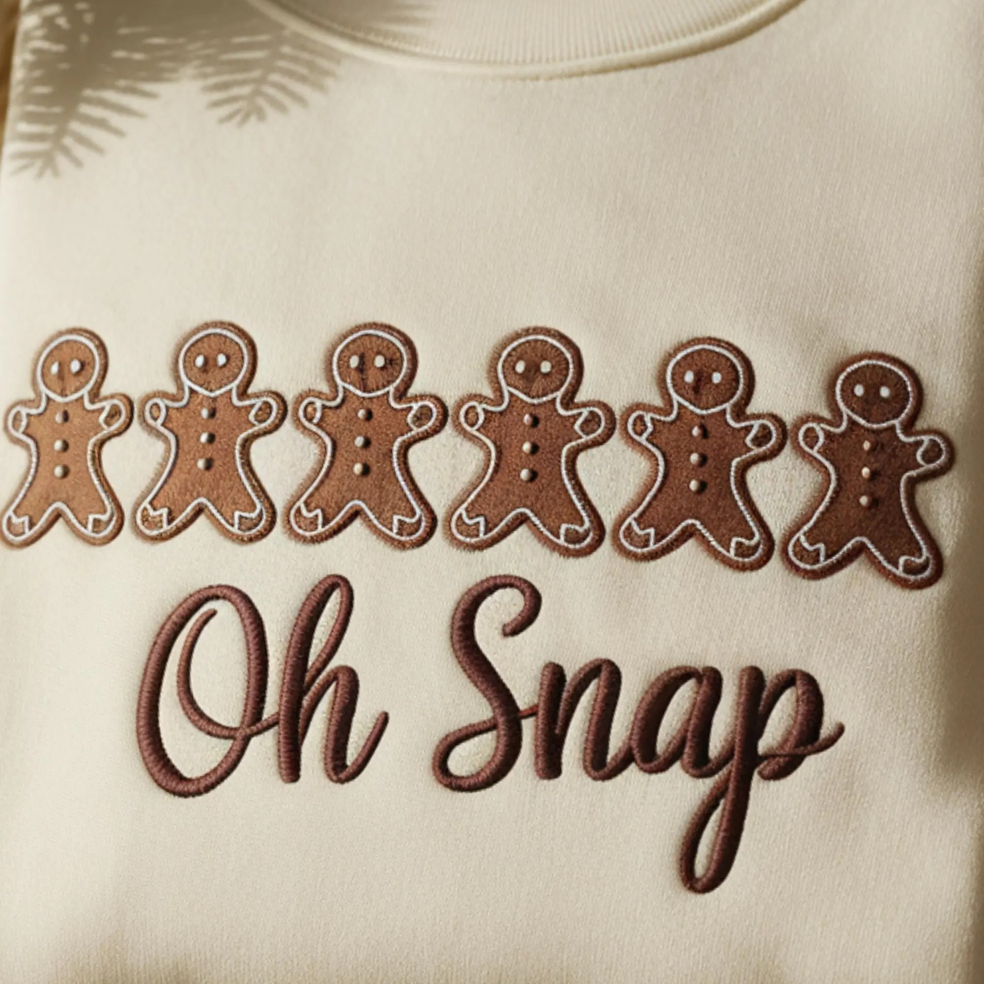 Gingerbread Embroidered Christmas Sweatshirt: Sparkly Holiday Crewneck