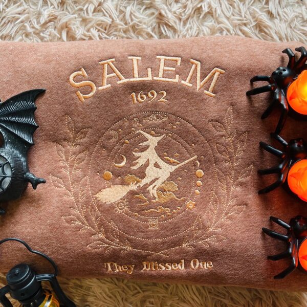 Salem They Missed One Embroidered Sweatshirt, Salem Witch Crewneck, Halloween Outfit Apparel