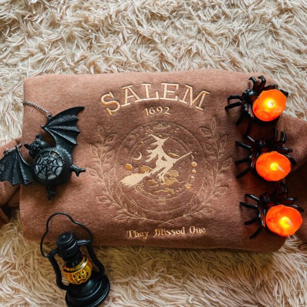 Salem They Missed One Embroidered Sweatshirt, Salem Witch Crewneck, Halloween Outfit Apparel
