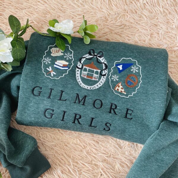 Girlmore Girls Embroidered Sweatshirt, Fall Girls Coquette Crewneck, Cozy Vibes Crewneck, Fall Shirt