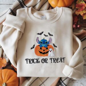 Embroidered Stitch Halloween Sweatshirt, Lilo Stitch Halloween Shirt