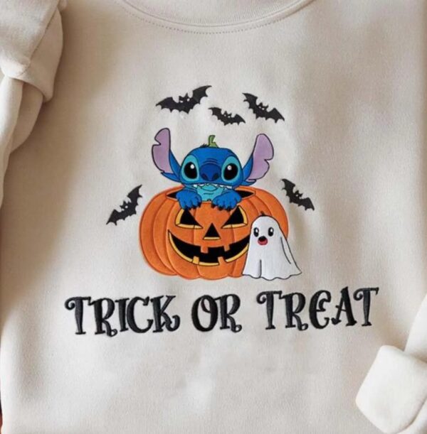 Embroidered Stitch Halloween Sweatshirt, Lilo Stitch Halloween Shirt
