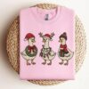 Embroidered Merry Christmas Goose Shirt, Goose With Santa Hat Embroidery Sweatshirt, Christmas Embroidered Holiday Crewneck