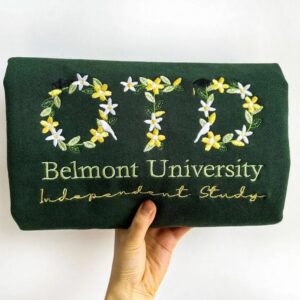 Embroidered Custom College Floral Sweatshirt, Floral Letter Embroidered Hoodie, College Hoodie Sweatshirt