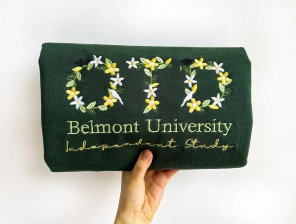 Embroidered Custom College Floral Sweatshirt, Floral Letter Embroidered Hoodie, College Hoodie Sweatshirt