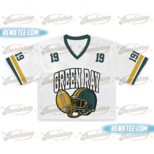 Green Bay Croptop Mesh Football, Retro Green Bay Game Day Croptop Mesh Football