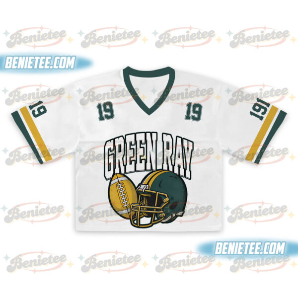 Green Bay Croptop Mesh Football, Retro Green Bay Game Day Croptop Mesh Football