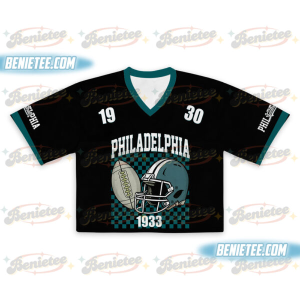 Philadelphia Croptop Mesh Football, Retro Philadelphia Game Day Croptop Mesh Football