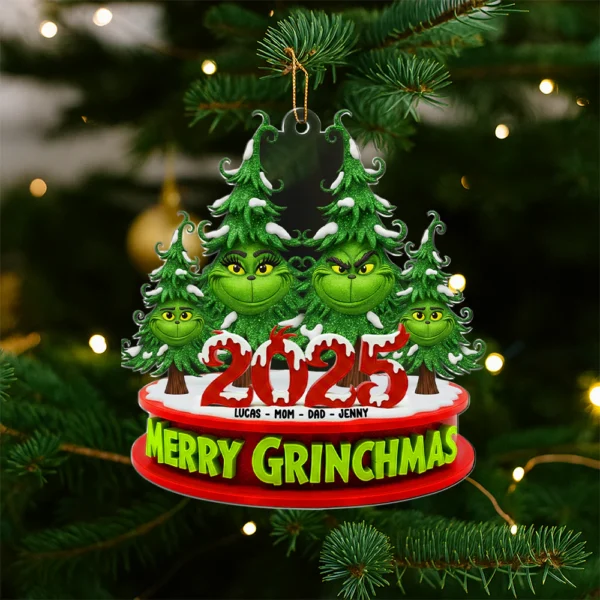 The Grinch Ornament, Merry Grinchmas Ornament, Green Monster Couple Christmas Ornament, Green Couple Ornament Anniversary Gift