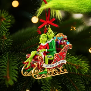 The Grinch Ornament, Merry Grinchmas Ornament, Funny Grinch Monster Ornament, Personalized Green Monster Couple Christmas