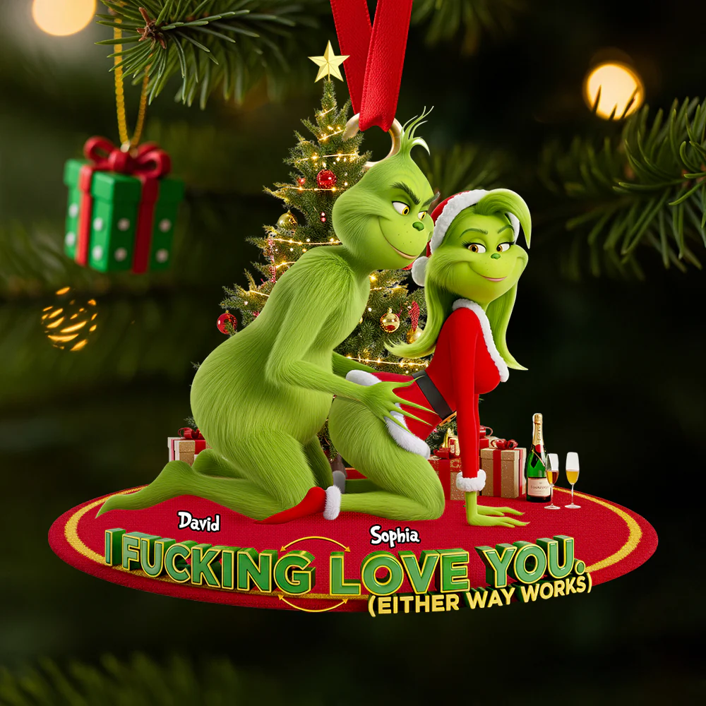 The Grinch Ornament, Merry Grinchmas Ornament, Funny Grinch Monster Ornament, Personalized Green Monster Couple Christmas