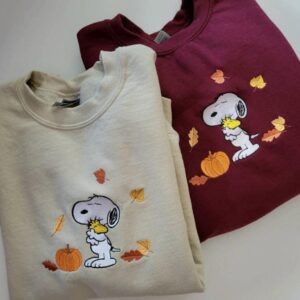 Snoopy Hug Woodstock Pumpkin Autumn Embroidered, Snoopy Halloween
