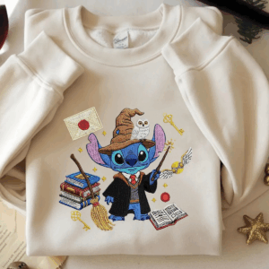 Embroidered Stitch Hogwarts Shirt, Disney Stitch Harry Potter Inspired Shirt, Embroidered Magic World Fan Gift, Wizarding World ESS790