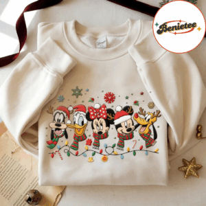 Embroidered Disney Christmas Lights Mickey And Friends Sweatshirt, Disney Christmas Embroidered Sweatshirt, Disney Christmas Matching Shirt