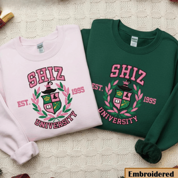 Embroidered Shiz University Sweatshirt, Wickeds Movie Crewneck, Wizard Shiz University