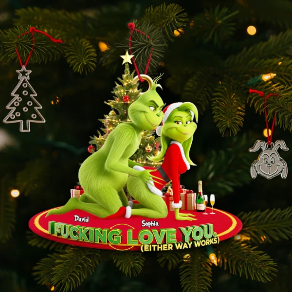 The Grinch Ornament, Merry Grinchmas Ornament, Funny Grinch Monster Ornament, Personalized Green Monster Couple Christmas