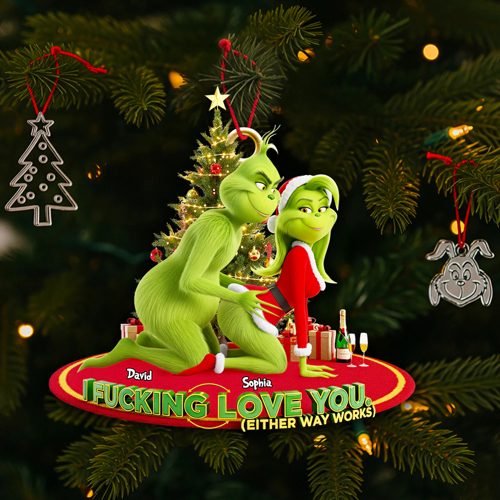 The Grinch Ornament, Merry Grinchmas Ornament, Funny Grinch Monster Ornament, Personalized Green Monster Couple Christmas