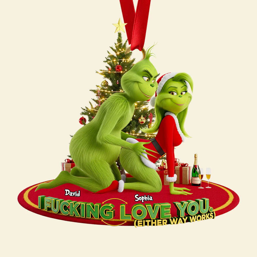 The Grinch Ornament, Merry Grinchmas Ornament, Funny Grinch Monster Ornament, Personalized Green Monster Couple Christmas