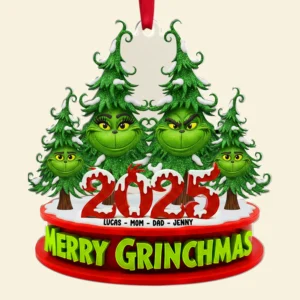 The Grinch Ornament, Merry Grinchmas Ornament, Green Monster Couple Christmas Ornament, Green Couple Ornament Anniversary Gift
