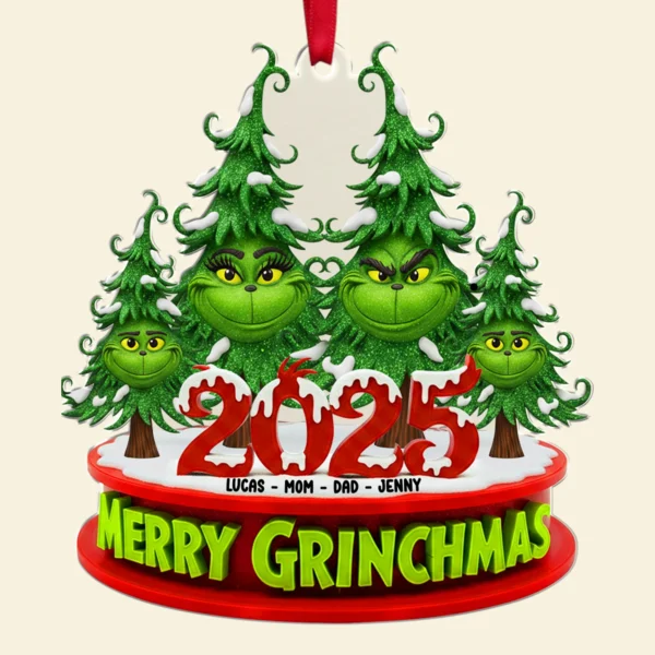 The Grinch Ornament, Merry Grinchmas Ornament, Green Monster Couple Christmas Ornament, Green Couple Ornament Anniversary Gift