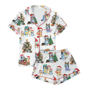 Bluey Christmas Satin Pajamas Short Set For Women
