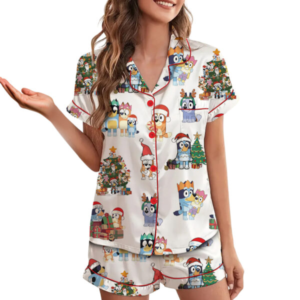 Bluey Christmas Satin Pajamas Short Set For Women