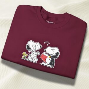 Halloween Embroidered Snoopy Crewneck Sweatshirt, Limited Edition Peanuts Spooky Sweater, Fall Snoopy Embroidered Sweatshirt