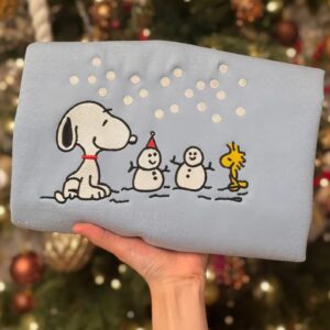 Snoopy Woodstock Snowman Christmas Embroidered Sweatshirt, Snoopy Christmas Embroidered Sweatshirt, Christmas Embroidered Sweatshirt