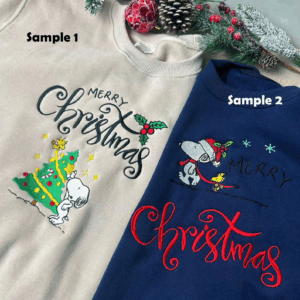 Snoopy Christmas Sweatshirt, Merry Christmas Sweatshirt, Cute Dog Embroidered Sweatshirt, Cute Dog Sweatshirt, Christmas Shirt