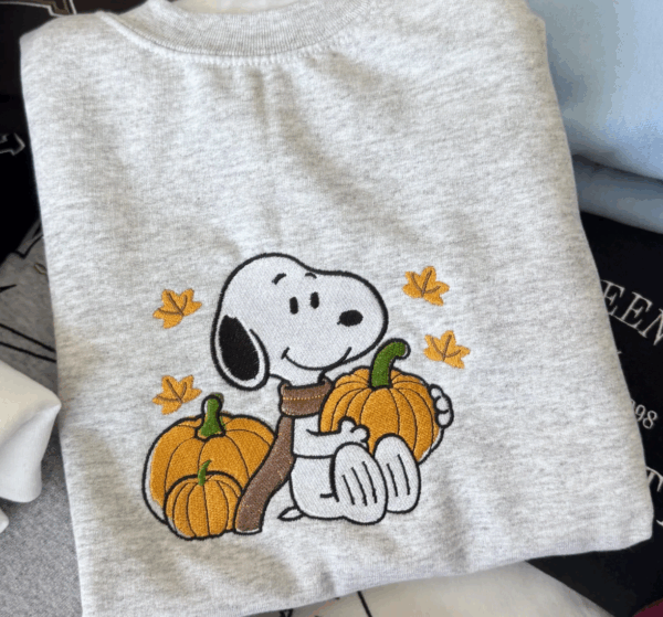 Custom Embroidered Snoopy Sweatshirt • Personalized Hoodie or Crewneck • Fall Cozy Sweater • Custom Sleeve Initial • Handmade Gift
