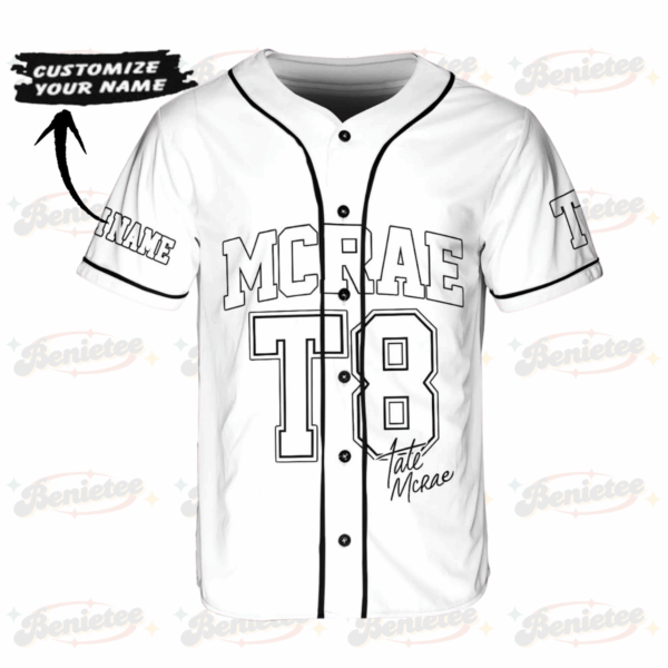 Customized Tate Mcrae T8 Baseball Jersey, Tate Concert Clothes, T8 Mcrae Baseball Jersey