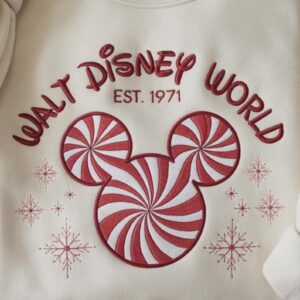 Embroidered Mickey Peppermint Swirl Christmas Tee Shirt, Walt Disney World Christmas Family Shirt, Magic Kingdom Shirt, Disneyland Xmas Tee