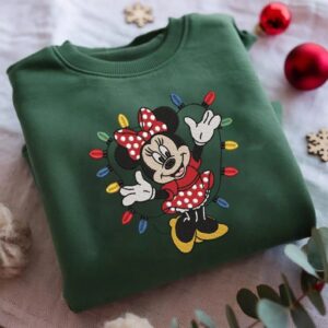Embroidered Minnie Mouse Christmas Sweatshirt, Disney Holiday Embroidered Crewneck, Disney Family Christmas Shirts, Disneyland Christmas