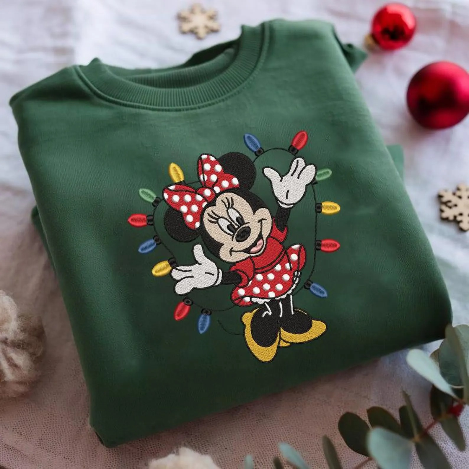 Embroidered Minnie Mouse Christmas Sweatshirt, Disney Holiday Embroidered Crewneck, Disney Family Christmas Shirts, Disneyland Christmas
