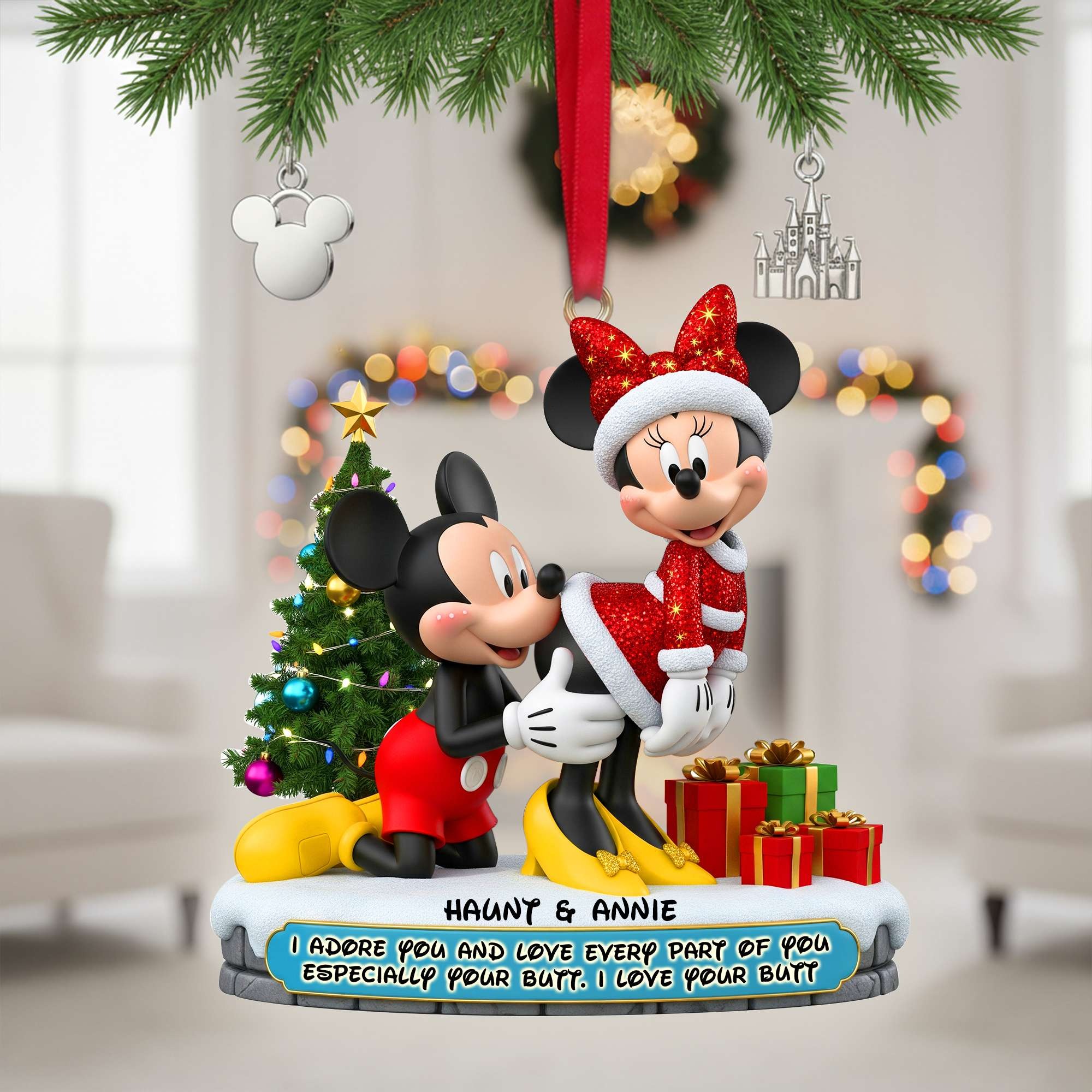 Mickey Mouse Christmas Ornament, Disney Christmas Tree Decoration Gifts, Disney Couple Ornament
