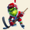 The Grinch Ornament, Merry Grinchmas Ornament, Green Monster Couple Christmas Ornament, Grinch Football Ornament, Funny Sports Acrylic Ornament