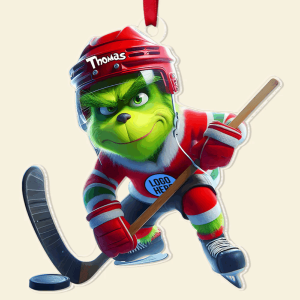 The Grinch Ornament, Merry Grinchmas Ornament, Green Monster Couple Christmas Ornament, Grinch Football Ornament, Funny Sports Acrylic Ornament
