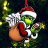 Personalized Grinch Football Ornament, Custom Name Number Team Christmas Gift, Funny Sports Acrylic Ornament