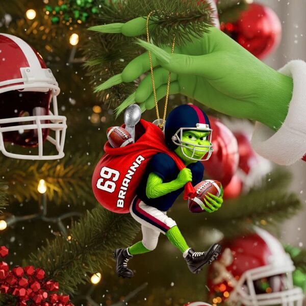 The Grinch Ornament, Merry Grinchmas Ornament, Green Monster Couple Christmas Ornament, Grinch Football Ornament, Funny Sports Acrylic Ornament
