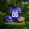 Personalized American Football Christmas Ornament, Custom Football Player Uniform Ornament, Football Helmet And Ball, Football Lovers Gift