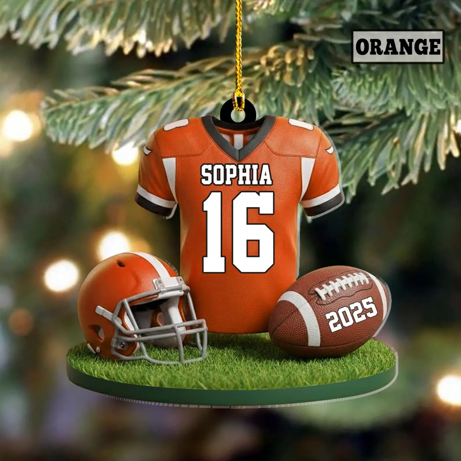 Personalized American Football Christmas Ornament, Custom Football Player Uniform Ornament, Football Helmet And Ball, Football Lovers Gift